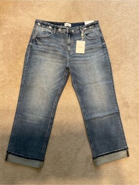Bohme KanCan Mid-Blue Cropped Straight Jeans